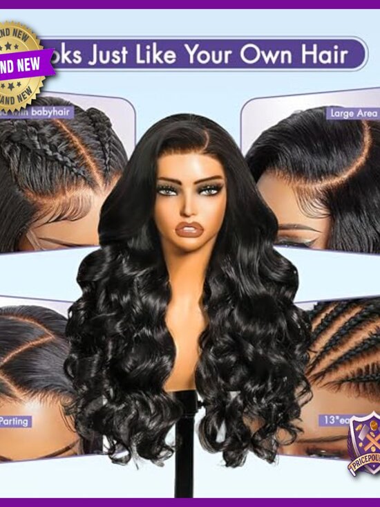 13x6 Lace Front Wig Human Hair Body Wave 200% Density 24 Inch Glueless main image 5